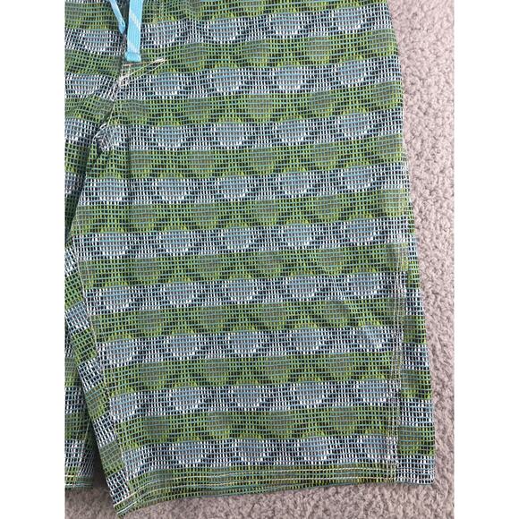 LL Bean Swim Shorts Boys 16 Trunks Green Geometric Drawstring Lined Pocket - Picture 4 of 13